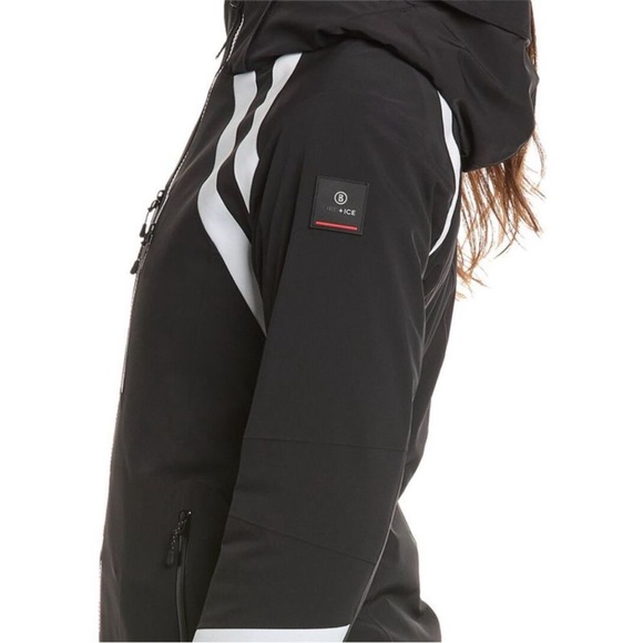 Bogner Fire + Ice Dewi-T Hooded Padded Striped Ski Jacket Size 6 NWT Black - Picture 4 of 14